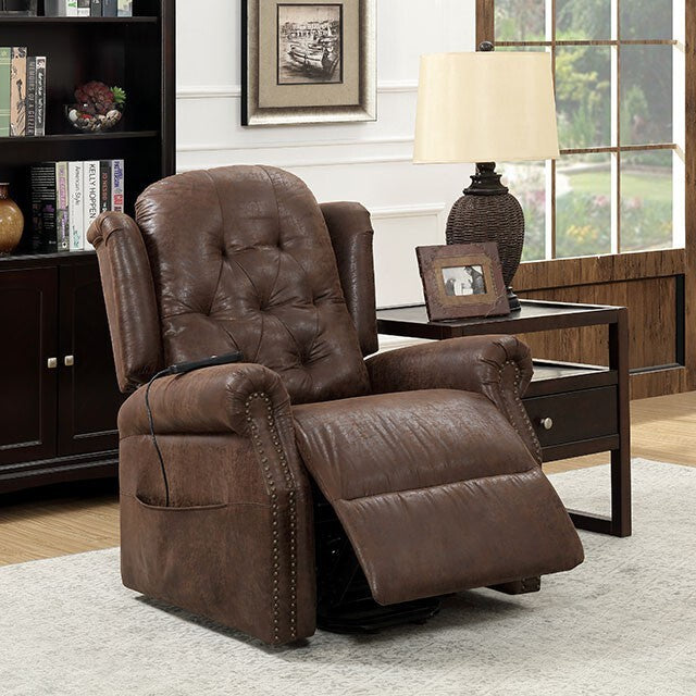  Furniture of America Saco Power Leather Look Recliner CM-RC6465 IMAGE 1