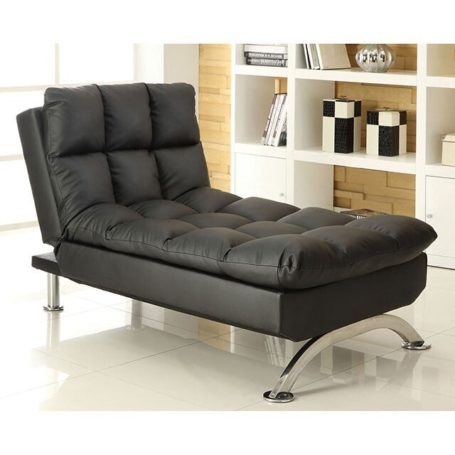  Furniture of America Aristo Leather Look Chaise CM2906BK-CE IMAGE 2