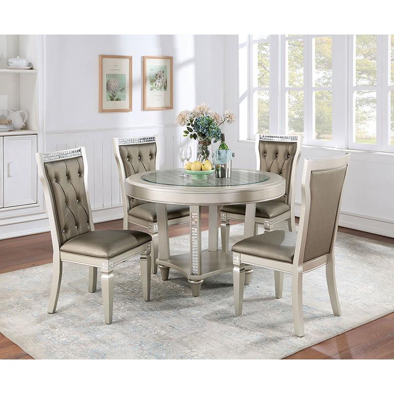 Furniture of America Round Adelina Dining Table with Glass Top and Pedestal Base CM3158RT IMAGE 2
