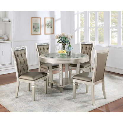  Furniture of America Round Adelina Dining Table with Glass Top and Pedestal Base CM3158RT IMAGE 2