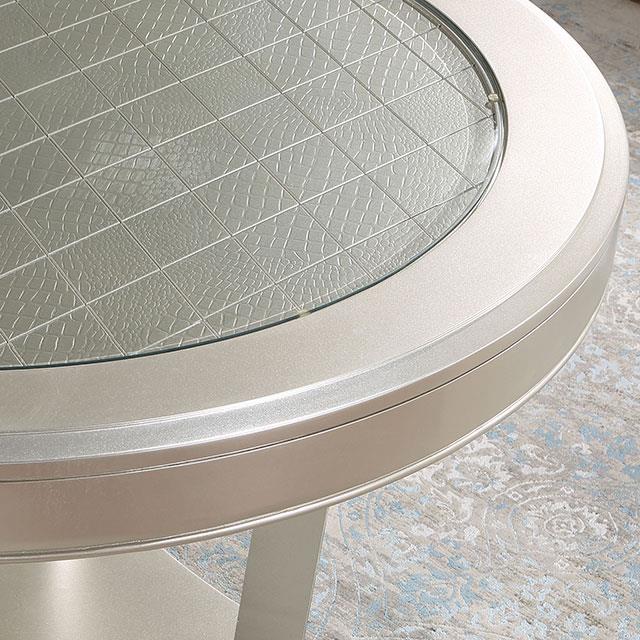  Furniture of America Round Adelina Dining Table with Glass Top and Pedestal Base CM3158RT IMAGE 4