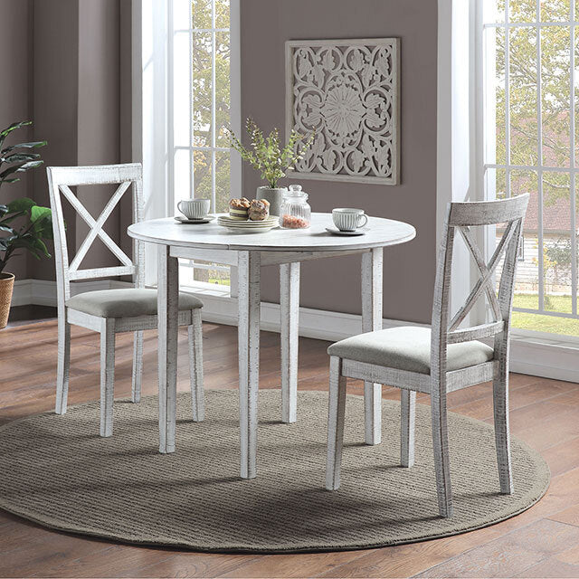  Furniture of America Jaelynn 3 pc Dinette CM3477WH-RT-3PK IMAGE 1