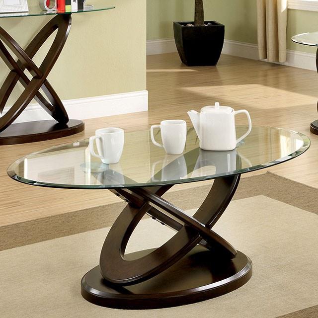Furniture of America Atwood CM4401C Oval Coffee Table IMAGE 1