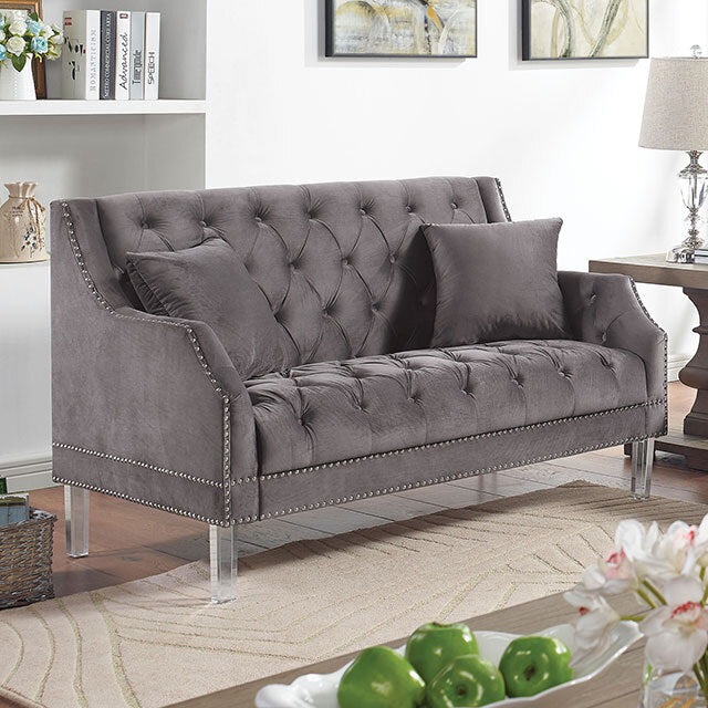  Furniture of America Franceschi Stationary Fabric Loveseat CM6065GY-LV-PK IMAGE 1