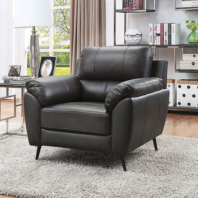  Furniture of America Clarke Stationary Leather Look Chair CM6067GY-CH IMAGE 1
