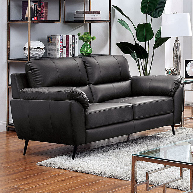  Furniture of America Clarke Stationary Leather Look Loveseat CM6067GY-LV IMAGE 1