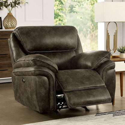  Furniture of America Tredegar Power Leather Recliner CM6083-CH-PM IMAGE 1