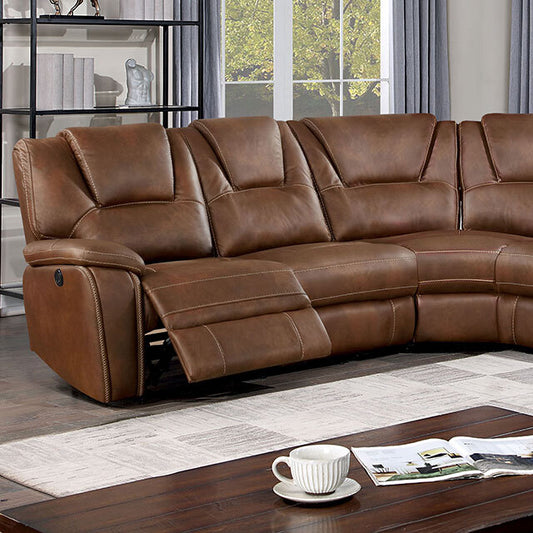  Furniture of America Erfurt Power Reclining Leather Look Sectional CM6119BR-SECT IMAGE 1