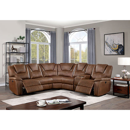  Furniture of America Erfurt Power Reclining Leather Look Sectional CM6119BR-SECT IMAGE 2
