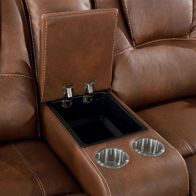  Furniture of America Erfurt Power Reclining Leather Look Sectional CM6119BR-SECT IMAGE 3