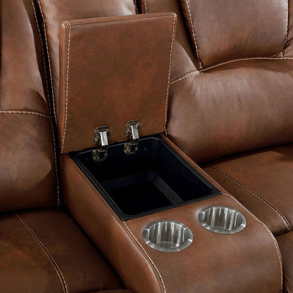  Furniture of America Erfurt Power Reclining Leather Look Sectional CM6119BR-SECT IMAGE 3