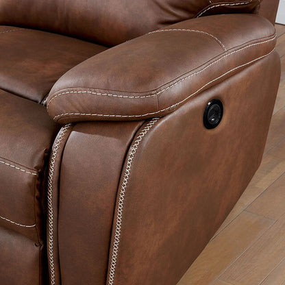  Furniture of America Erfurt Power Reclining Leather Look Sectional CM6119BR-SECT IMAGE 4