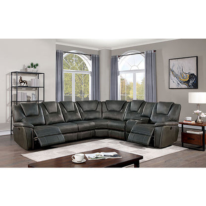  Furniture of America Erfurt Power Reclining Leather Look Sectional CM6119GY-SECT+AC IMAGE 2
