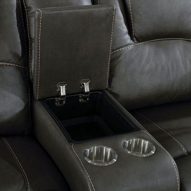  Furniture of America Erfurt Power Reclining Leather Look Sectional CM6119GY-SECT IMAGE 3