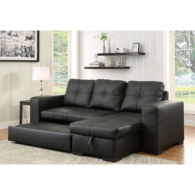  Furniture of America Denton Leather Look Sectional CM6149BK-LTR-SET-VN IMAGE 3