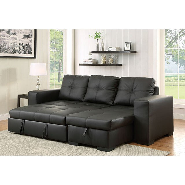  Furniture of America Denton Leather Look Sectional CM6149BK-LTR-SET-VN IMAGE 4