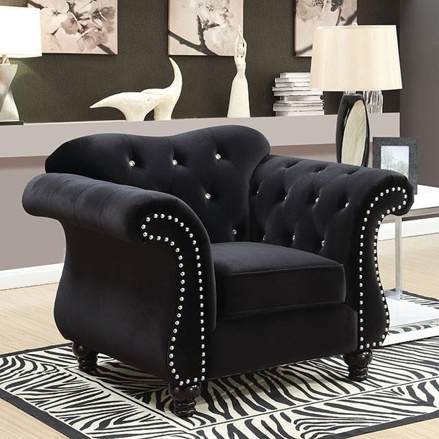  Furniture of America Jolanda Stationary Fabric Chair CM6159BK-CH-VN IMAGE 2