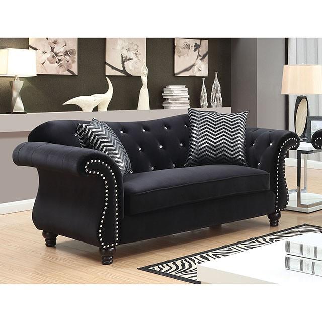  Furniture of America Jolanda Stationary Fabric Loveseat CM6159BK-LV-VN IMAGE 1