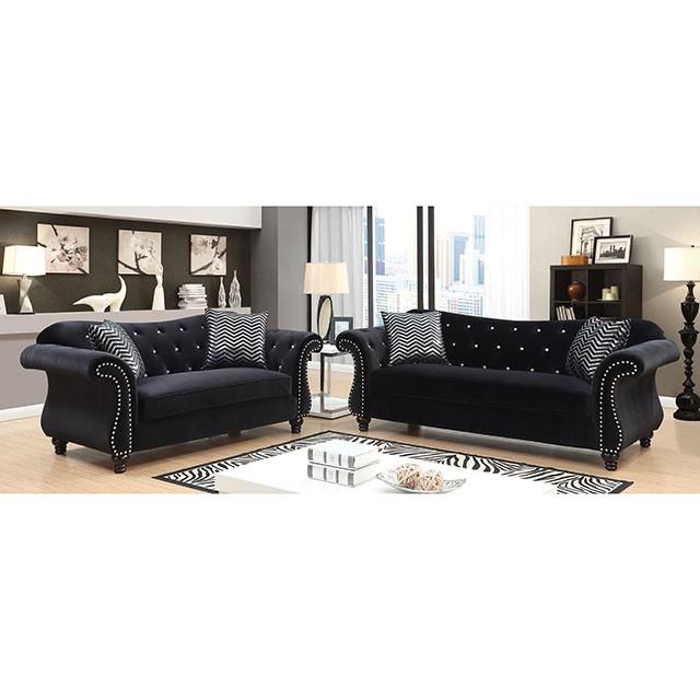  Furniture of America Jolanda Stationary Fabric Loveseat CM6159BK-LV-VN IMAGE 2