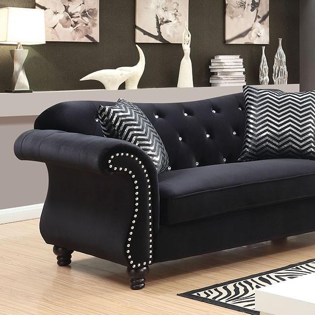  Furniture of America Jolanda Stationary Fabric Loveseat CM6159BK-LV-VN IMAGE 3