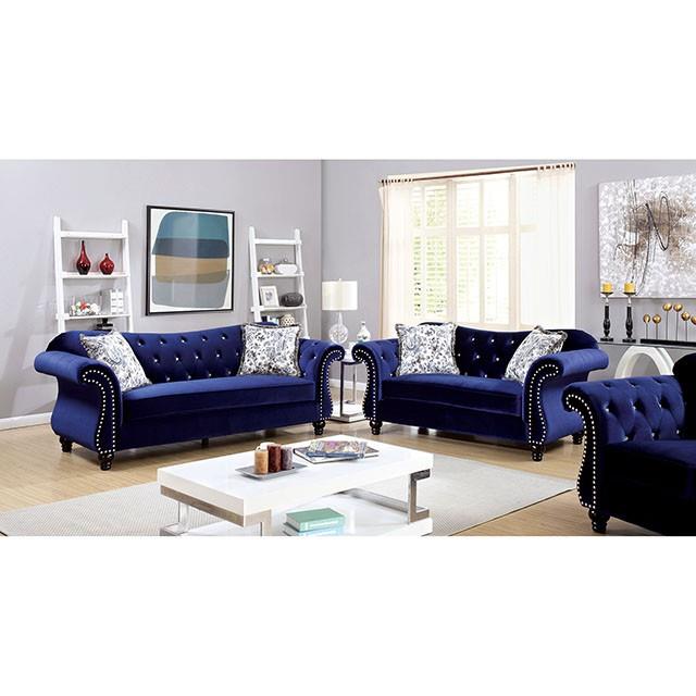  Furniture of America Jolanda Stationary Fabric Loveseat CM6159BL-LV-VN IMAGE 1