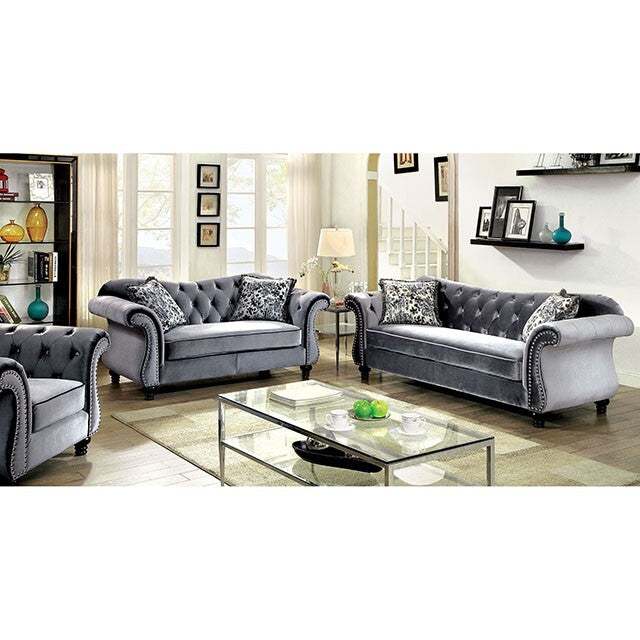  Furniture of America Jolanda Stationary Fabric Loveseat CM6159GY-LV-VN IMAGE 1