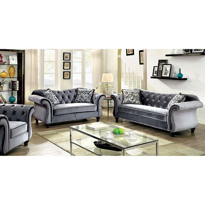  Furniture of America Jolanda Stationary Fabric Loveseat CM6159GY-LV-VN IMAGE 1