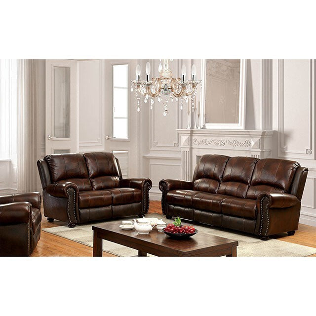  Furniture of America Turton Reclining Leather Match Loveseat CM6191LV IMAGE 2