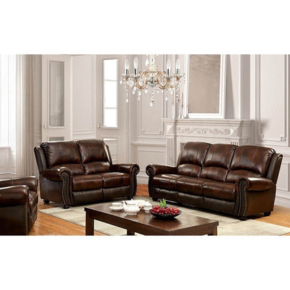  Furniture of America Turton Reclining Leather Match Loveseat CM6191LV IMAGE 2