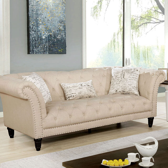  Furniture of America Louella Stationary Fabric Sofa CM6210BG-SF IMAGE 1