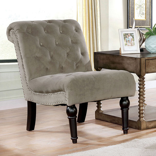  Furniture of America Louella Stationary Fabric Chair CM6210GY-CH IMAGE 1
