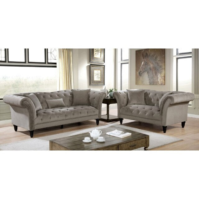 Furniture of America Louella Stationary Fabric Chair CM6210GY-CH IMAGE 2