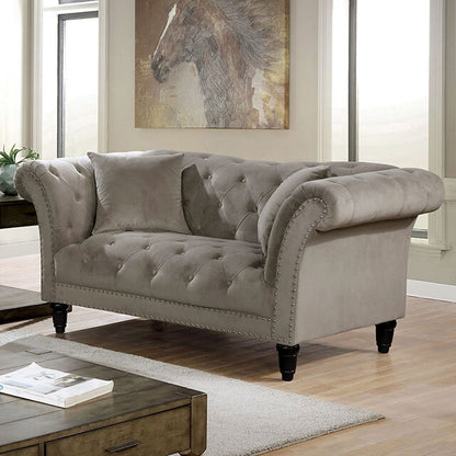 Furniture of America Louella Stationary Fabric Loveseat CM6210GY-LV IMAGE 1