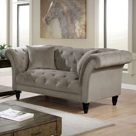  Furniture of America Louella Stationary Fabric Loveseat CM6210GY-LV IMAGE 1