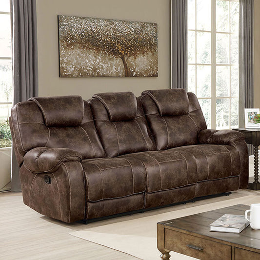  Furniture of America Kennedy Reclining Leather Look Sofa CM6216-SF IMAGE 1