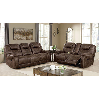  Furniture of America Kennedy Reclining Leather Look Sofa CM6216-SF IMAGE 2