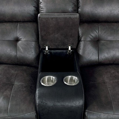  Furniture of America Brooklane Power Reclining Leather Look Sectional CM6218GY-SECT IMAGE 6
