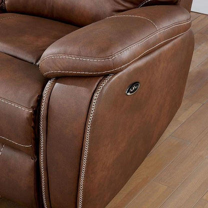  Furniture of America Ffion Reclining Leather Look Loveseat with Console CM6219BR-LV IMAGE 3