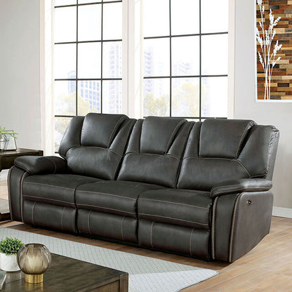 Furniture of America Ffion Power Reclining Leather Look Sofa CM6219GY-SF IMAGE 1