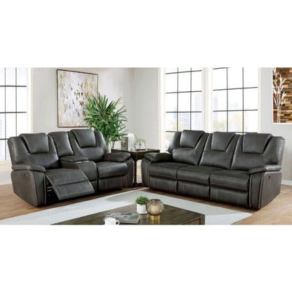  Furniture of America Ffion Power Reclining Leather Look Sofa CM6219GY-SF IMAGE 2