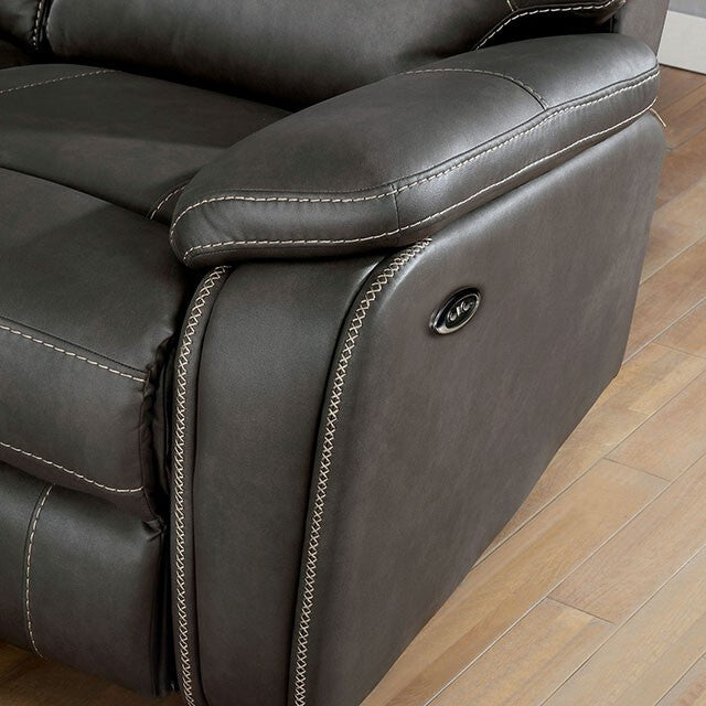  Furniture of America Ffion Power Reclining Leather Look Sofa CM6219GY-SF IMAGE 3