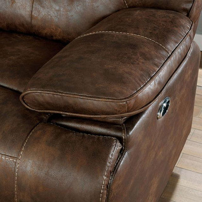 Furniture of America Chantoise Power Reclining Leather Look Loveseat CM6228BR-LV IMAGE 5