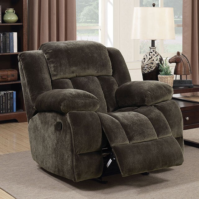  Furniture of America Sadhbh Glider Fabric Recliner CM6283-CH-VN IMAGE 2