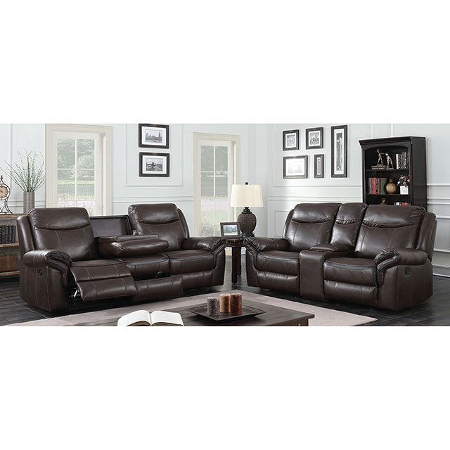  Furniture of America Chenai Reclining Leather Look Sofa CM6297-SF-VN IMAGE 1