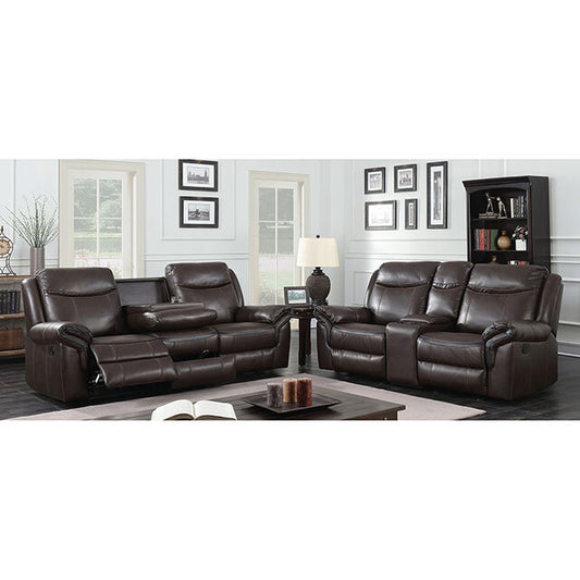  Furniture of America Chenai Reclining Leather Look Sofa CM6297-SF-VN IMAGE 1