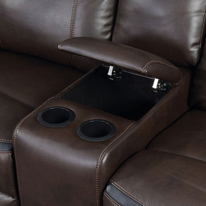  Furniture of America Chenai Reclining Leather Look Sofa CM6297-SF-VN IMAGE 3