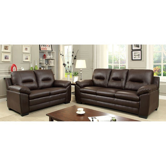 Furniture of America Parma Stationary Leather Look Loveseat CM6324BR-LV IMAGE 1