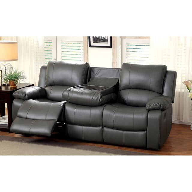  Furniture of America Sarles Reclining Bonded Leather Match Sofa CM6326-SF IMAGE 2
