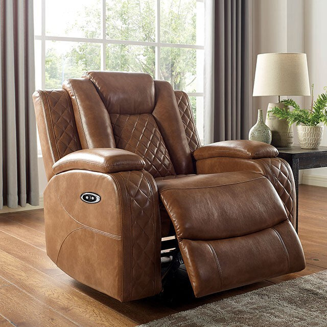  Furniture of America Alexia Power Leather Look Recliner CM6346-CH IMAGE 1