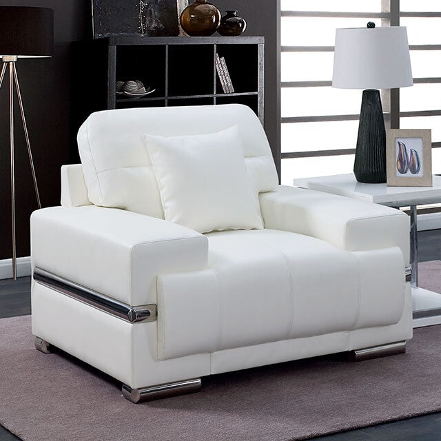  Furniture of America Zibak Stationary Leather Look Chair CM6411WH-CH IMAGE 2